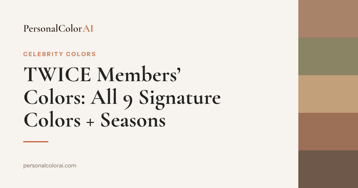 TWICE Members' Colors: Each Member's Signature Color & Color Season — Korean color analysis palette